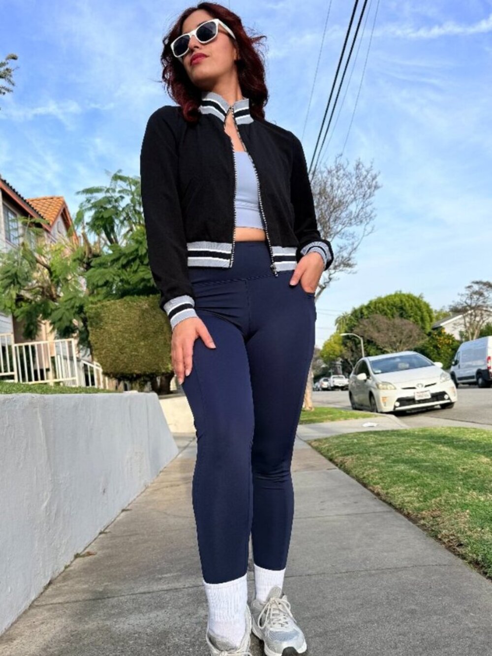 JUST LOVE Athleisure Skinny Leggings Pockets High Waisted Fitness Yoga Blue XL